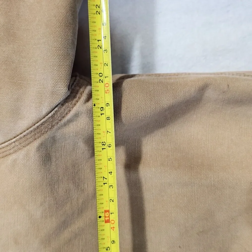 MENS VINTAGE CARHARTT JACKET J158 DKB HOODED FLEECE LINED DISTRESS FADE SMALL